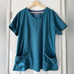 EUC Purple Label Yoga scrub top by Healing Hands, teal, XXL 2XL